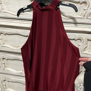 *NWT* Endless Rose Red Pinstripe Halter Style Top w Neck Tie Detail